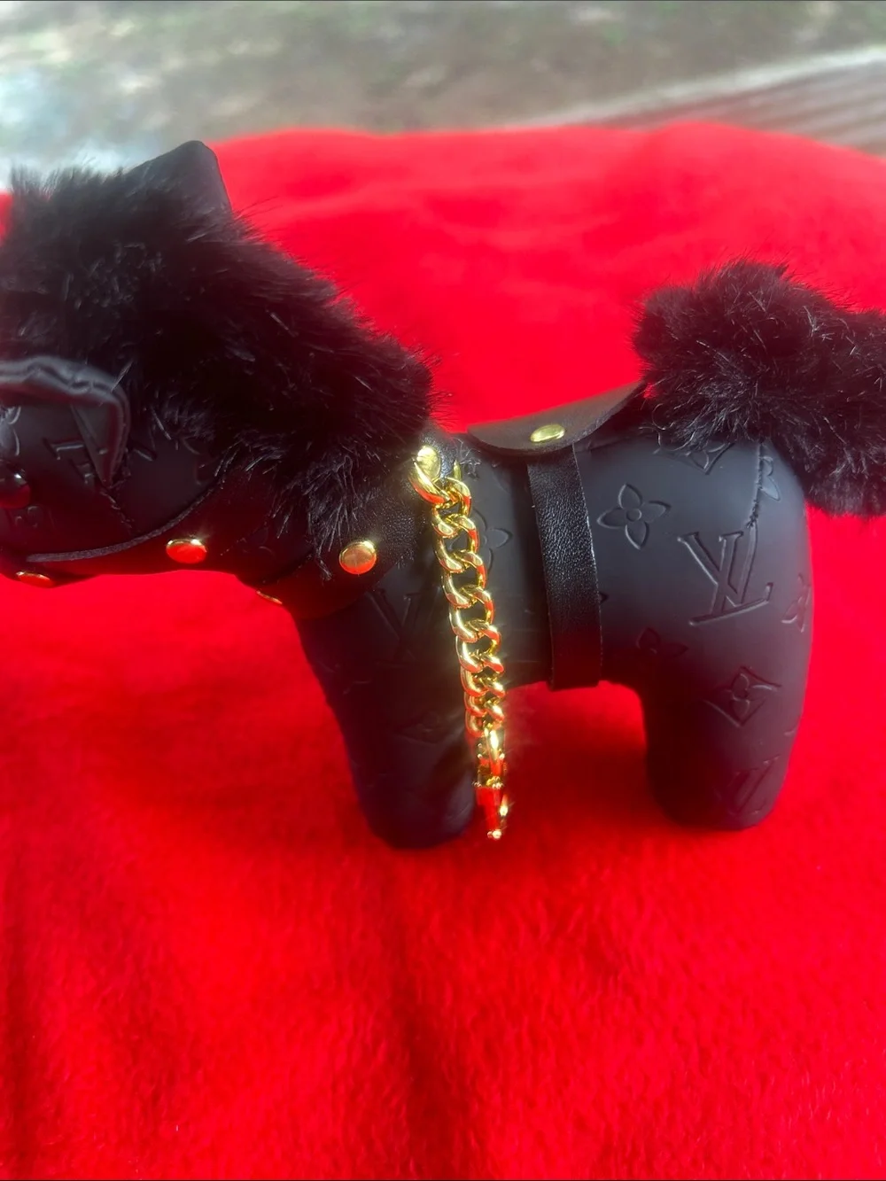 Designer inspired Black horse purse charm /key chain. with Gold Chain Detail